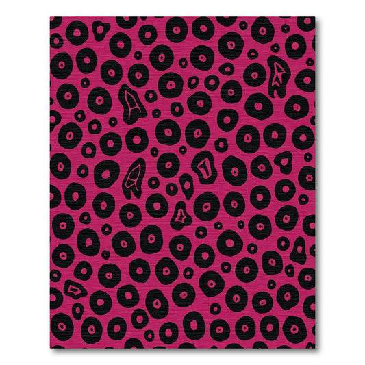 Vibrant Pink Black Organic Circles Rug