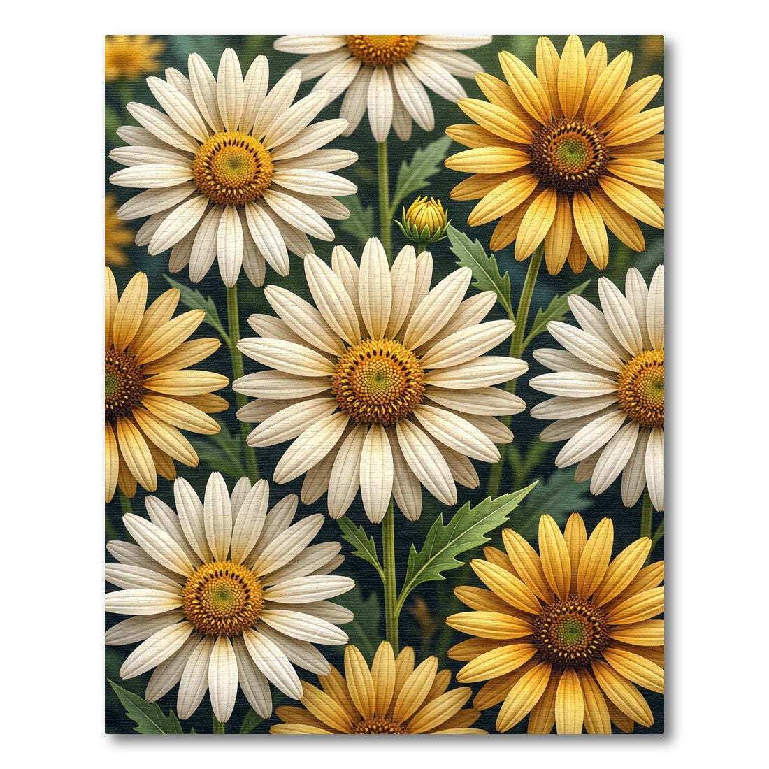 White and Gold Daisy Meadow Rug