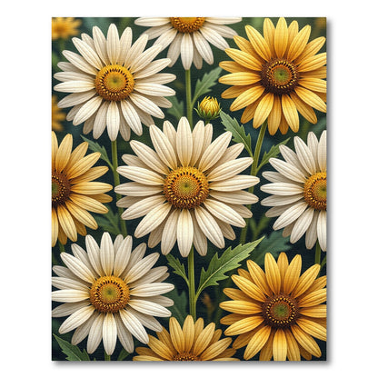 White and Gold Daisy Meadow Rug