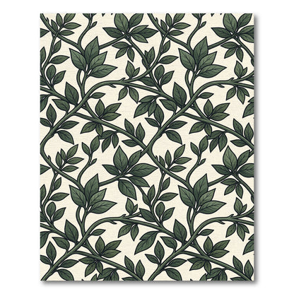 Cream Vintage Green Leafy Vine Rug