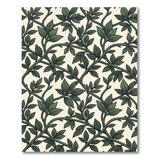 Cream Vintage Green Leafy Vine Rug