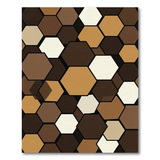 Modern Earthy Brown Geometric Hexagon Rug