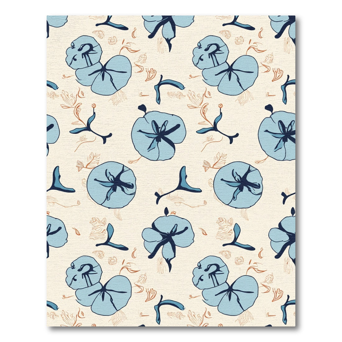 Blue Flower Scatter Cream Background Rug