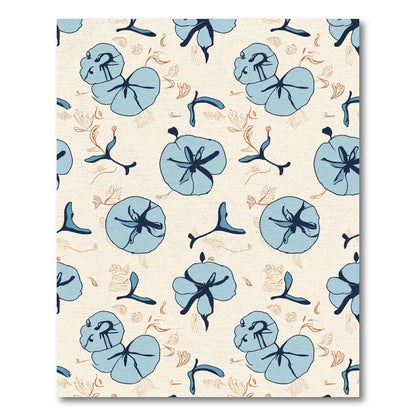Blue Flower Scatter Cream Background Rug