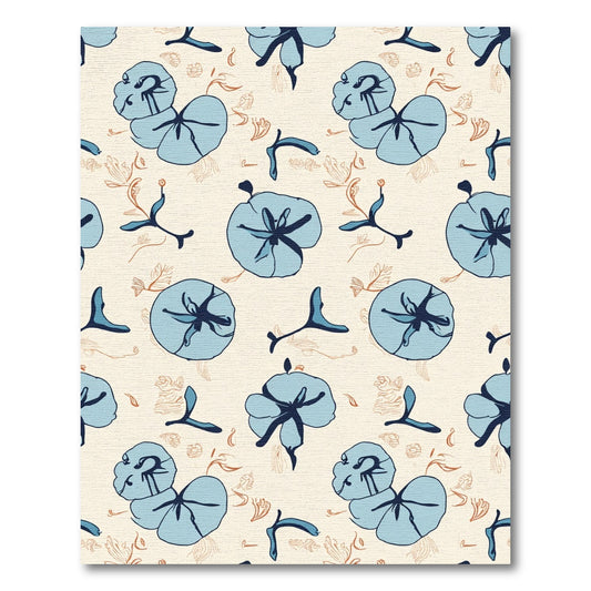 Blue Flower Scatter Cream Background Rug
