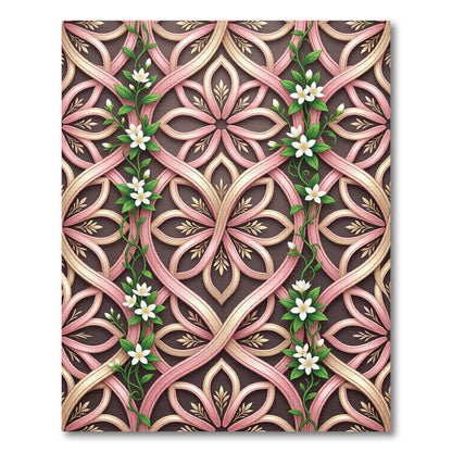 Rose Gold Intertwined Floral Vine Rug