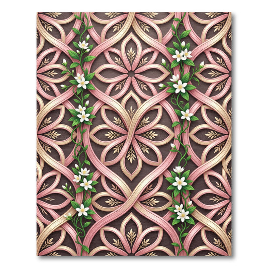 Rose Gold Intertwined Floral Vine Rug