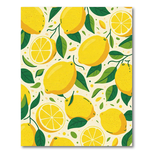 Sunny Yellow Lemon Citrus Kitchen Rug