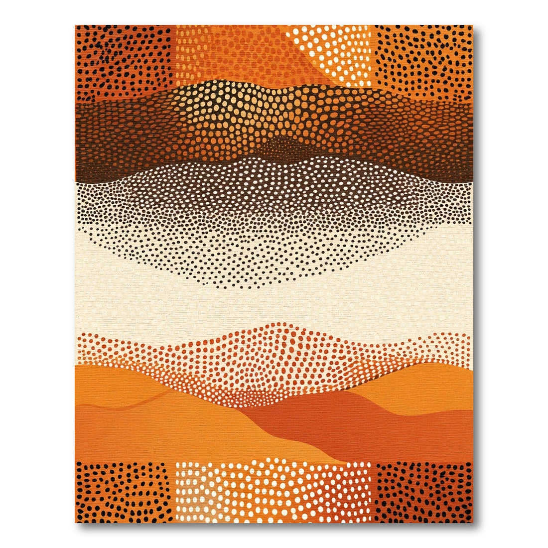 Warm Orange Landscape Dot Art Rug