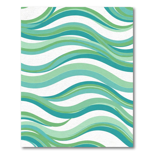 Teal Green Wavy Stripe Landscape Rug