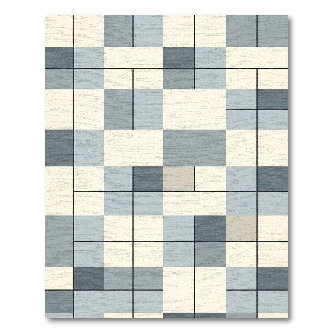 Gridded Blue Cream Geometric Grid Rug