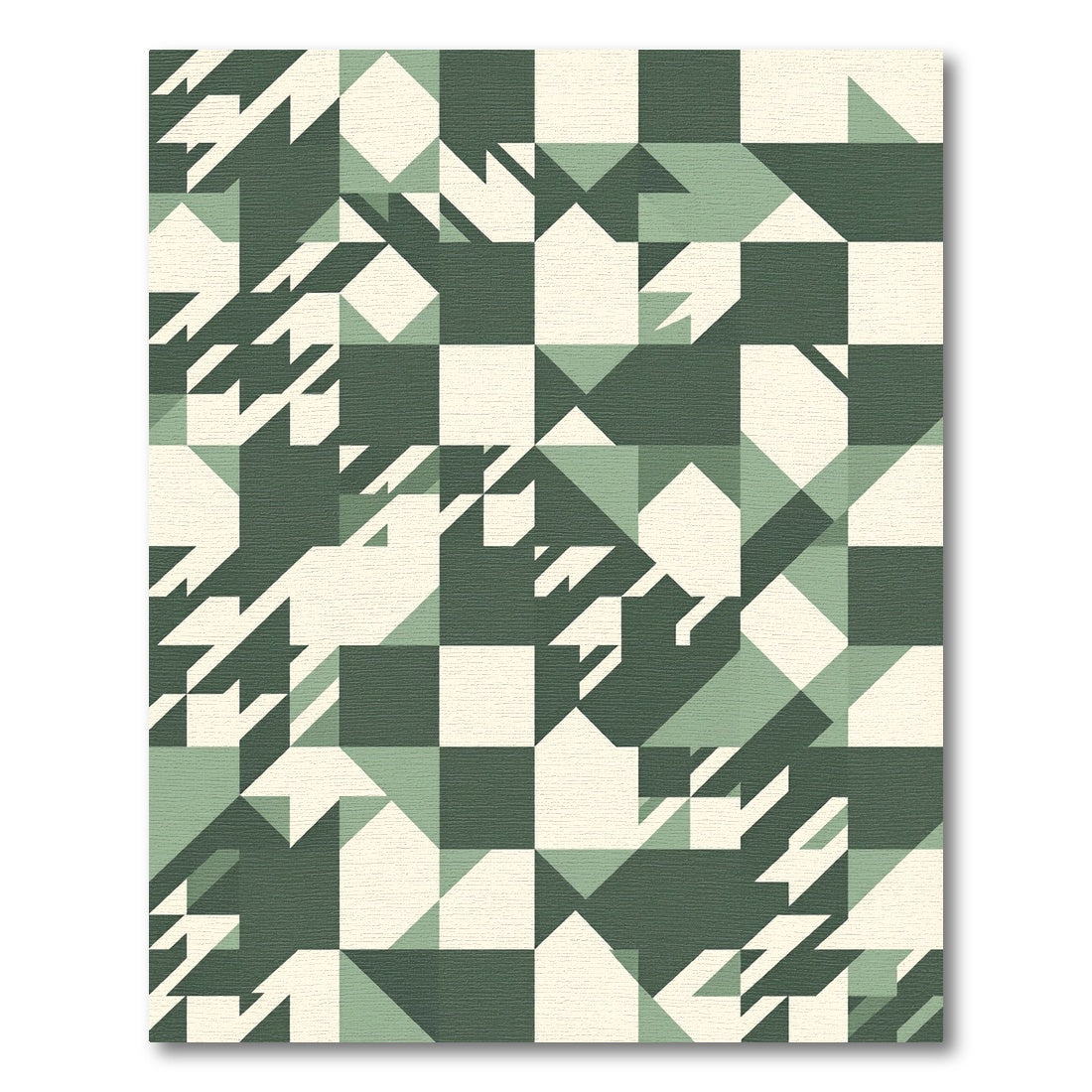 Sage and Cream Geometric Grid Rug