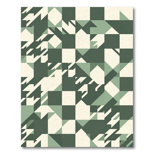 Sage and Cream Geometric Grid Rug