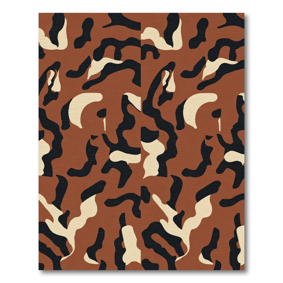 Brown Black Cream Camouflage Shapes Rug