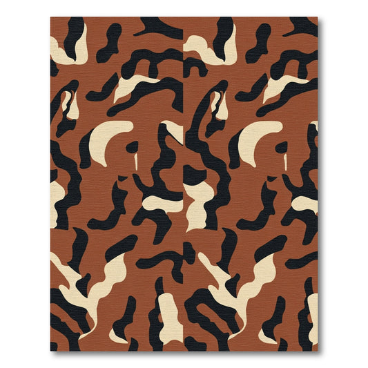 Brown Black Cream Camouflage Shapes Rug
