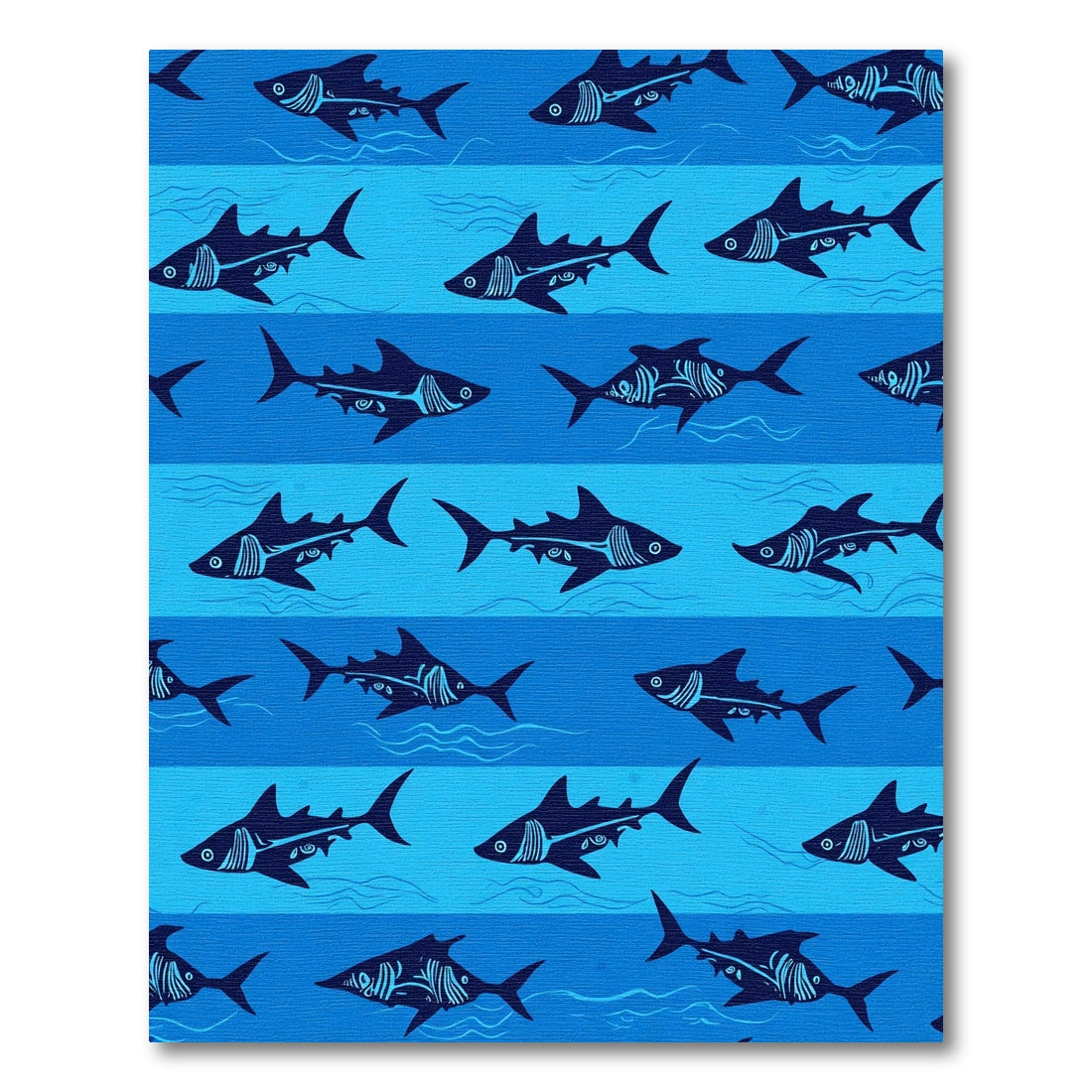 Dark Blue Stripy Shark Repeating Pattern Rug