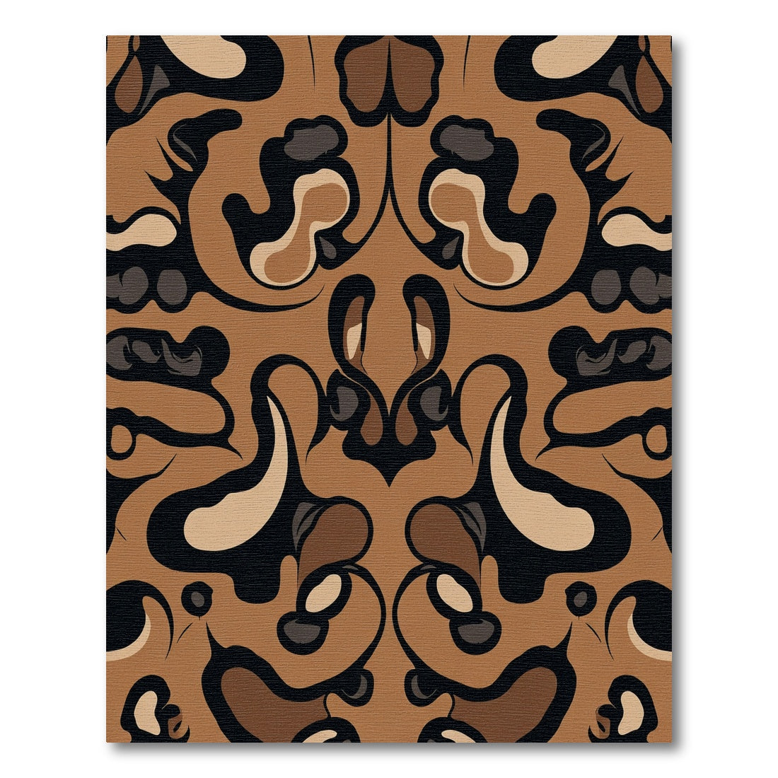 Symmetrical Tan Abstract Swirl Rug