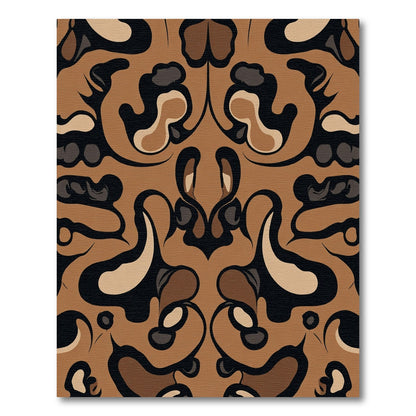 Symmetrical Tan Abstract Swirl Rug