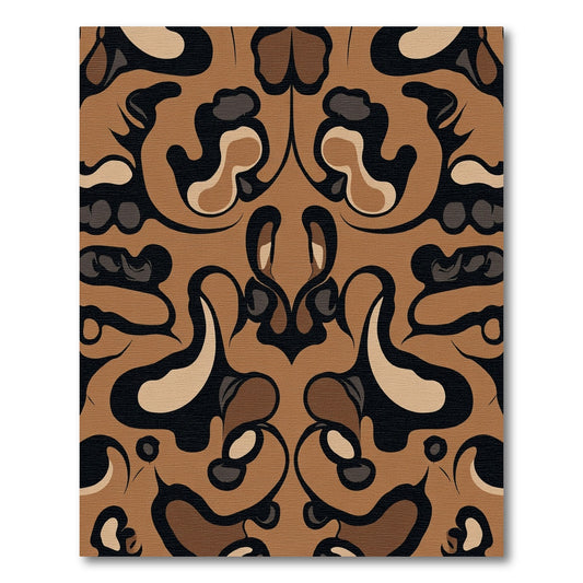 Symmetrical Tan Abstract Swirl Rug