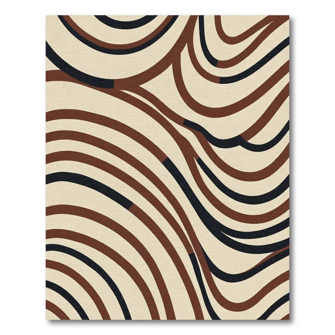 Cream Brown Black Wavy Stripe Rug