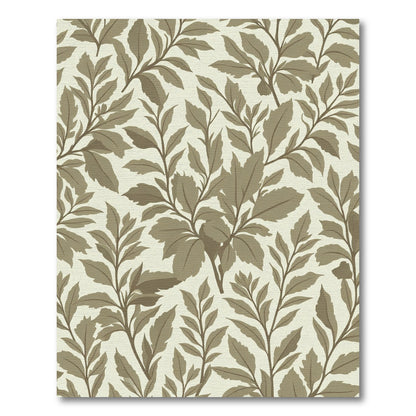 Taupe Tan Branches Leafy Pattern Rug