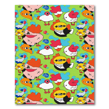 Whimsical Cartoon Chickens Colorful Fun Rug