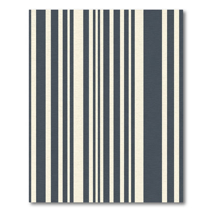 Deep Navy Ivory Vertical Stripes Rug