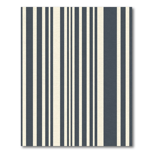 Deep Navy Ivory Vertical Stripes Rug