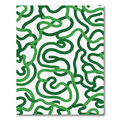 Green Swirling Vine Abstract Rug