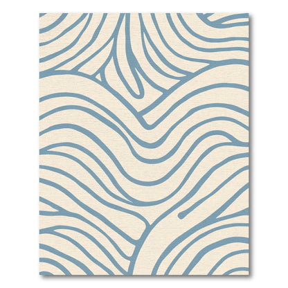Cream Blue Abstract Organic Lines Rug