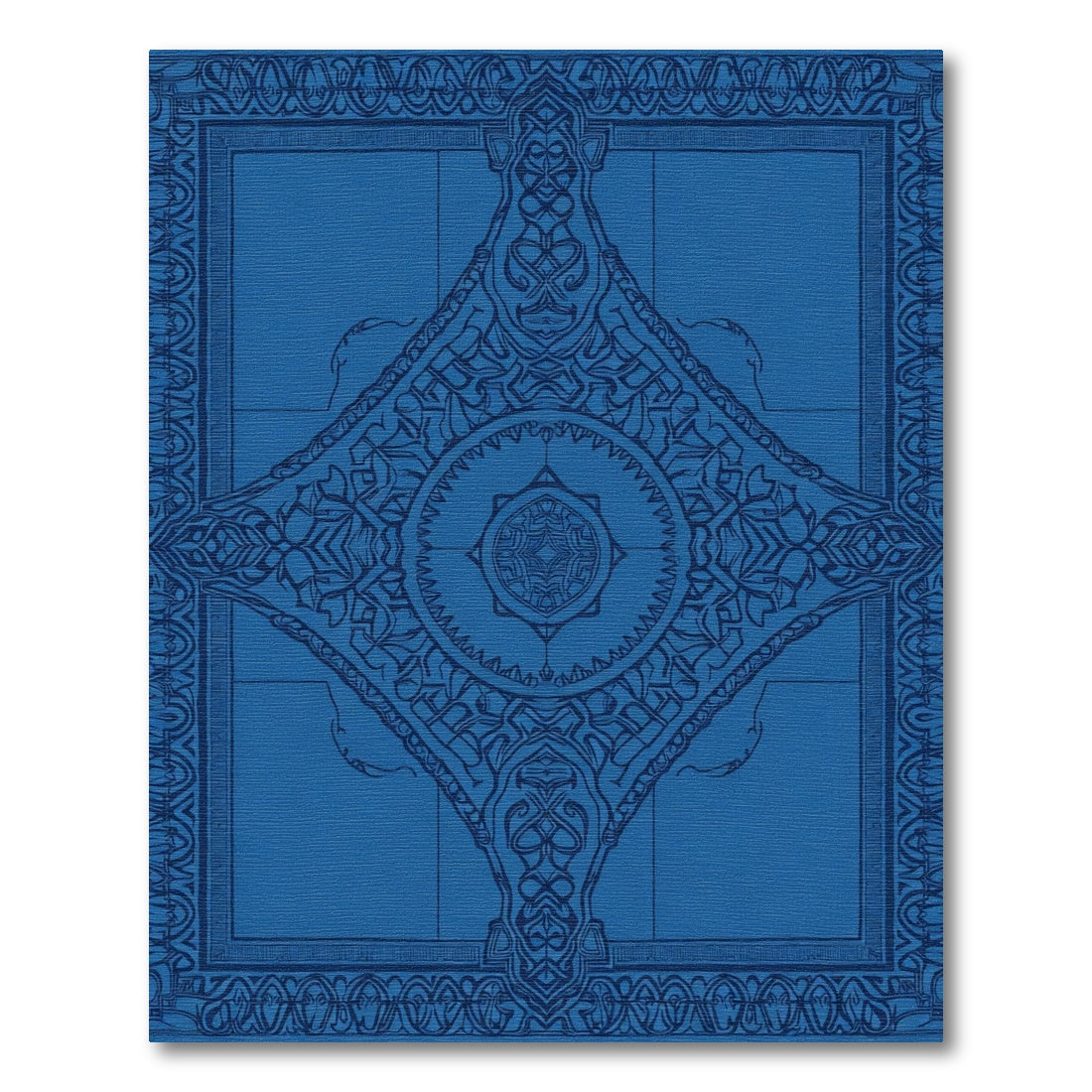 Deep Blue Intricate Medieval Medallion Rug
