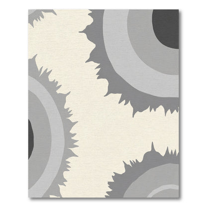 Modern Gray Sunburst Concentric Rings Rug