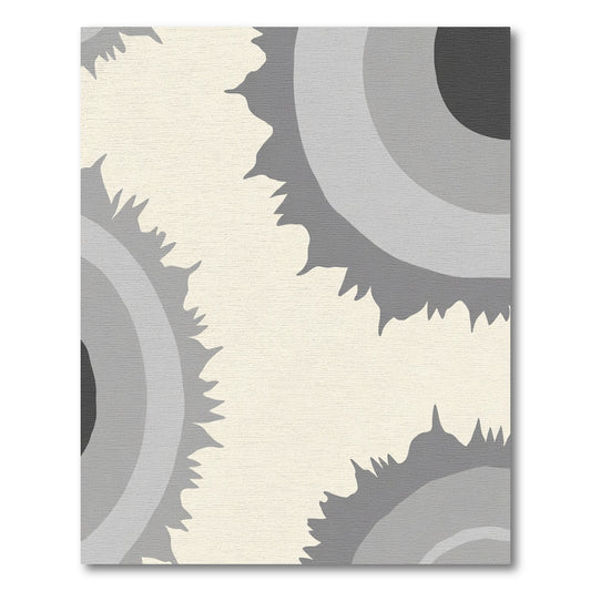 Modern Gray Sunburst Concentric Rings Rug