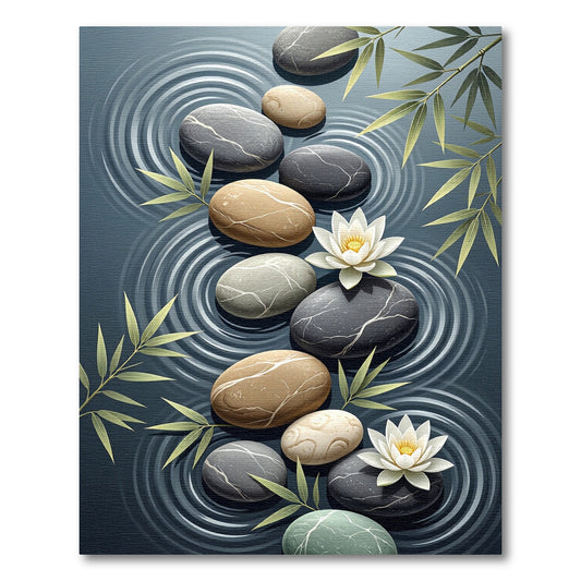 Serene Zen Stones with Water Lilies Rug