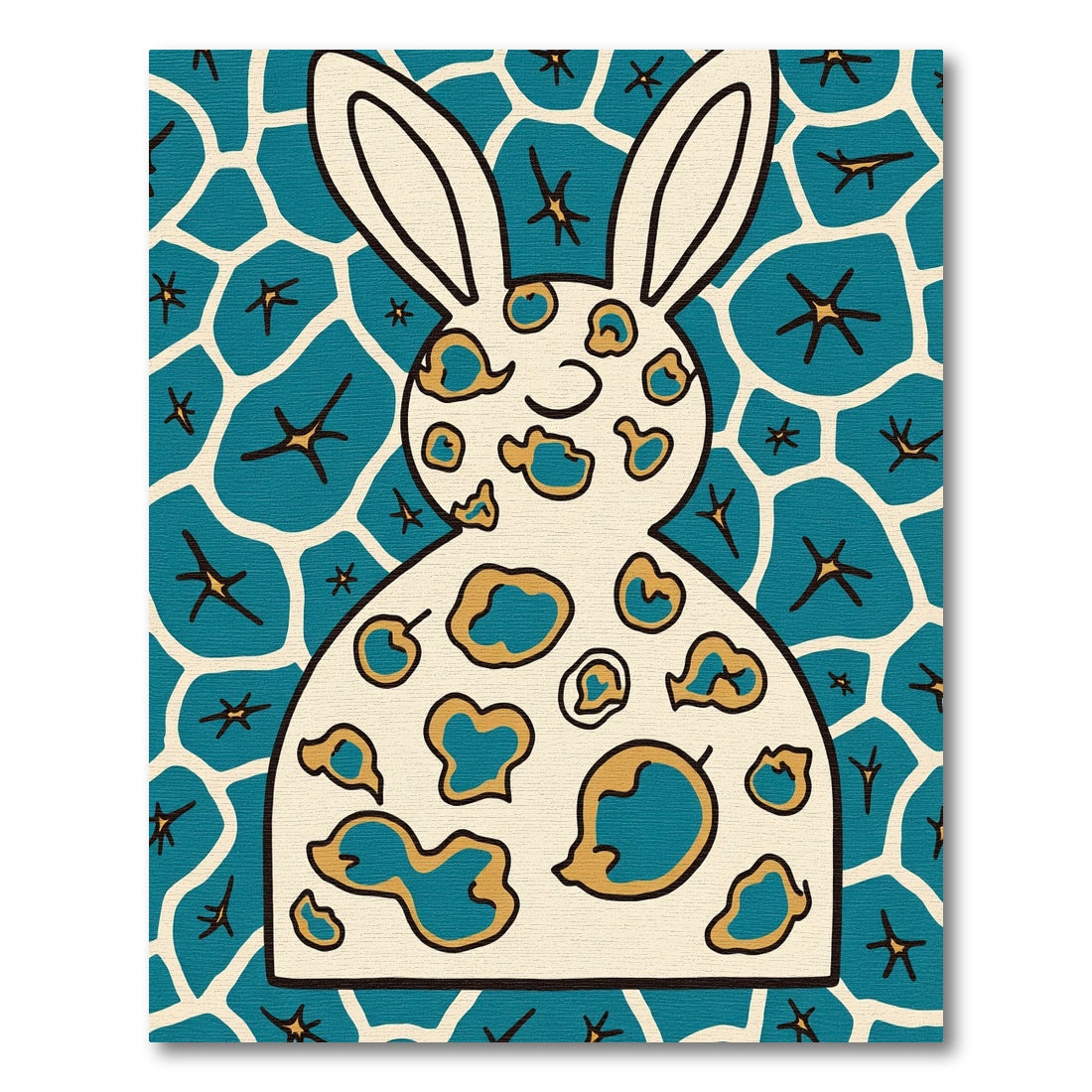 Whimsical Teal Abstract Spots Rabbit Rug