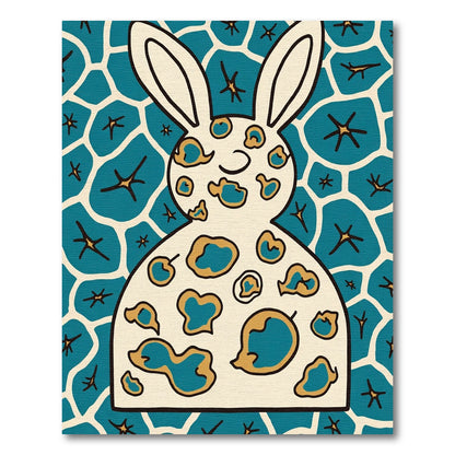 Whimsical Teal Abstract Spots Rabbit Rug