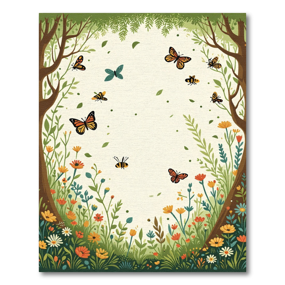 Whimsical Garden Butterflies And Bees Rug