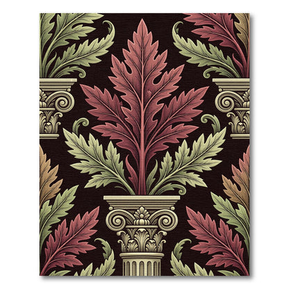 Crimson Green Acanthus Pillar Composition Rug