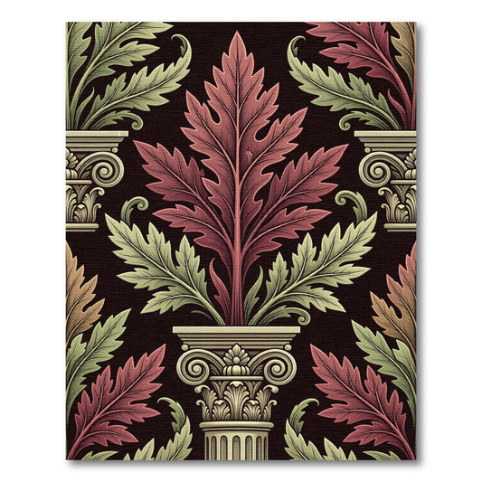 Crimson Green Acanthus Pillar Composition Rug