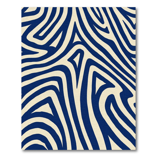 Navy Cream Zebra Swirl Rug