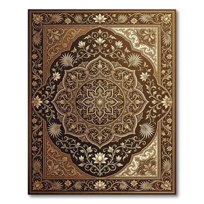 Golden Floral Medallion Ornate Tapestry Rug