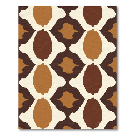 Earthy Brown Organic Diamond Lattice Rug