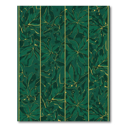 Emerald Green Tropical Foliage Veined Rug