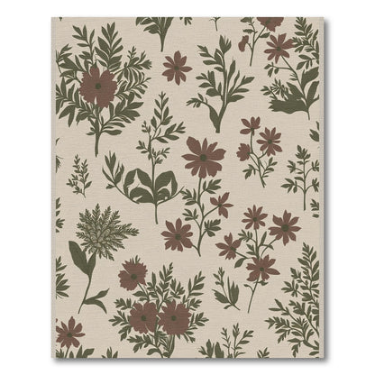 Earthy Red Floral Branch Composition Rug