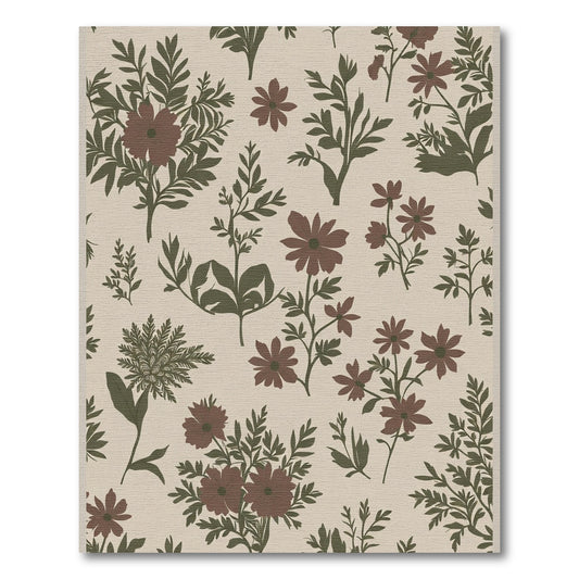 Earthy Red Floral Branch Composition Rug