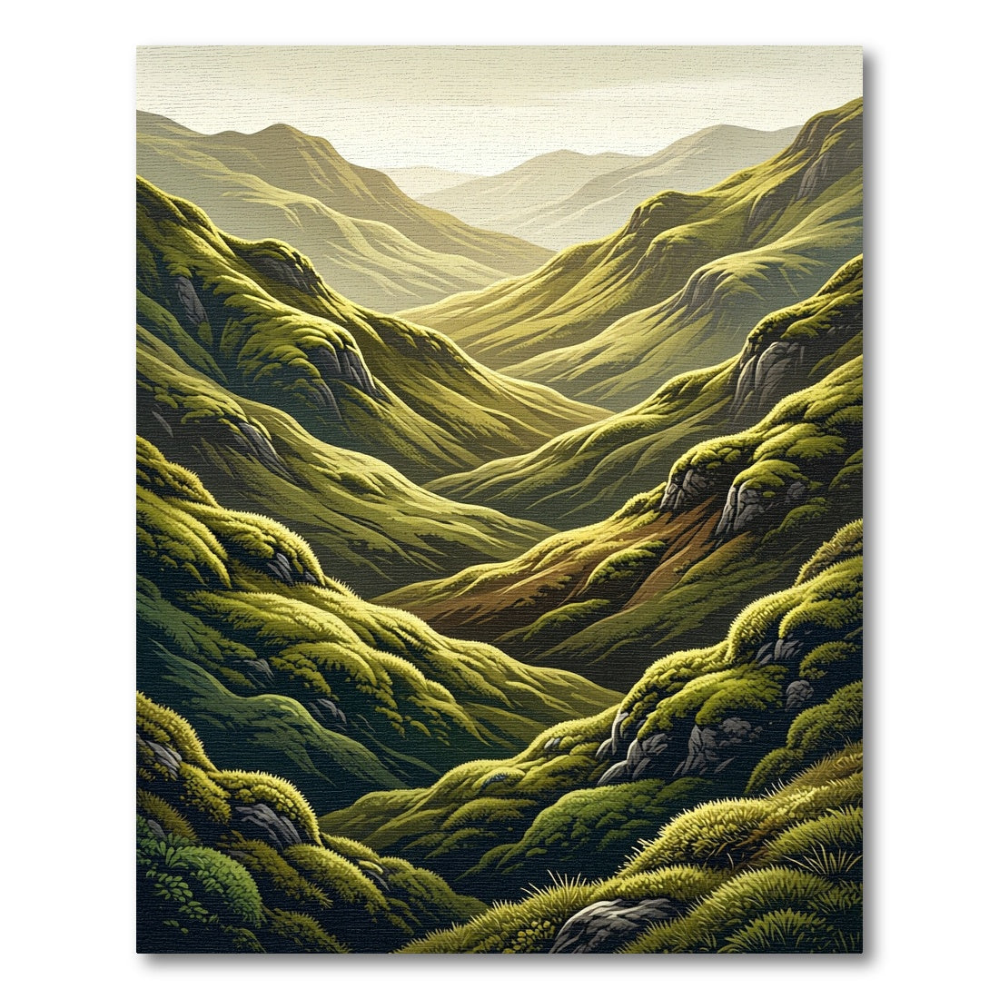 Verdant Rolling Hills Landscape Rug