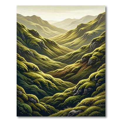 Verdant Rolling Hills Landscape Rug