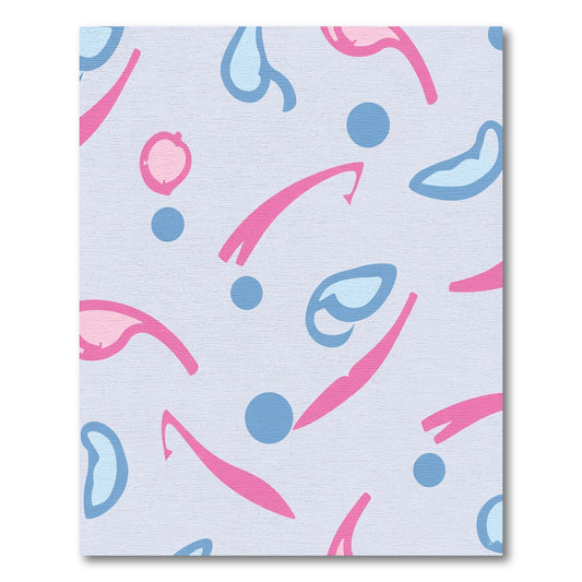 Playful Pink Blue Abstract Swirls Rug