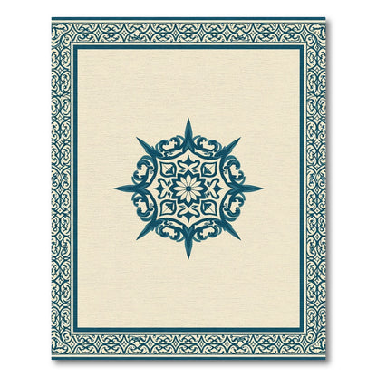 Deep Teal Mandala Ornamental Border Rug