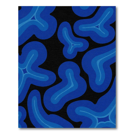 Deep Blue Organic Blob Abstract Rug